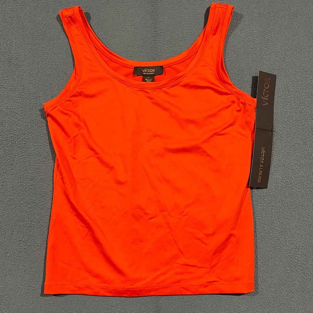 Victor Alfaro Womens Persimmon Orange Scoop Neck Tank Top Size Medium NWT